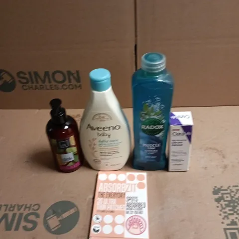 APPROXIMATEY 20 ASSORTED HEALTH AND BEAUTY PRODUCTS TO INCLUDE - CERAVE SERUM - AVEENO BABY WASH AND ABSORBZIT PATCHES