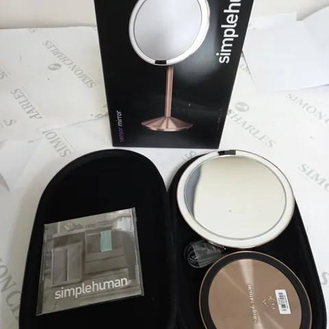 BOXED SIMPLEHUMAN SENSOR MIRROR IN COPPER COLOUR 