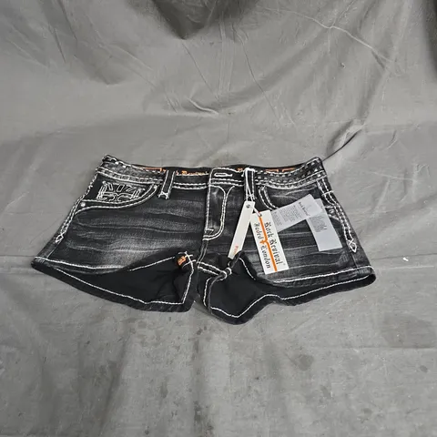 ROCK REVIVAL X JADED LONDON MINI SHORTS IN BLACK SIZE W30