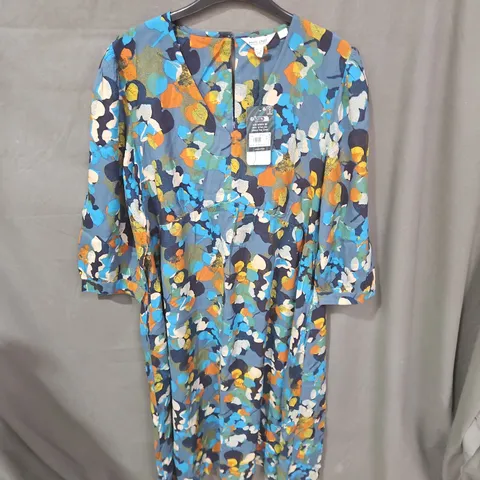 WHITE STUFF LENA MIDI DRESS IN BLUE MULTI - UK 16