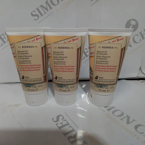 3 X KORRES ALMOND OIL MOISTURISING HAND CREAM