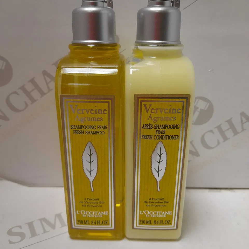 LOT OF 2 L'OCCITANE PRODUCTS TO INCLUDE CITRUS VERBENA SHAMPOO 250ML & CITRUS VERBENA FRESH CONDITIONER 250ML