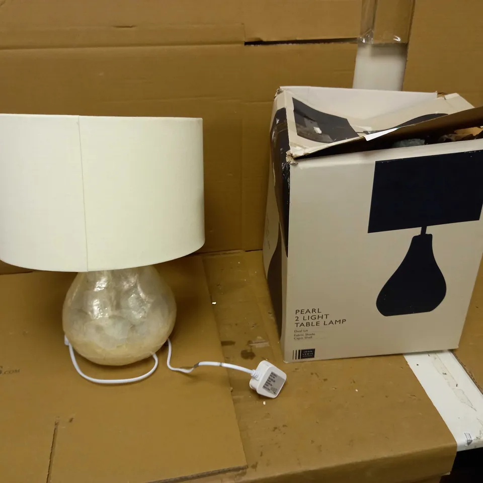 JOHN LEWIS PEARL 2 LIGHT TABLE LAMP - FABRIC SHADE 
