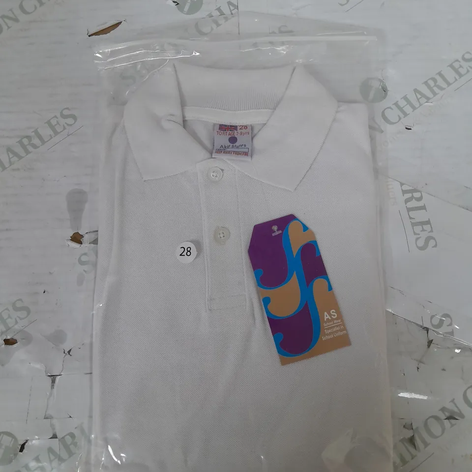 SET OF APPROX 15 AKIF STYLES SCHOOL WEAR BOYS POLO SHIRTS IN VARIOUS SIZES 