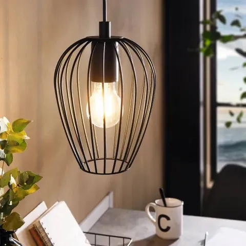 BOXED EGLO NEWTOWN VINTAGE CAGED HANGING PENDANT LIGHT