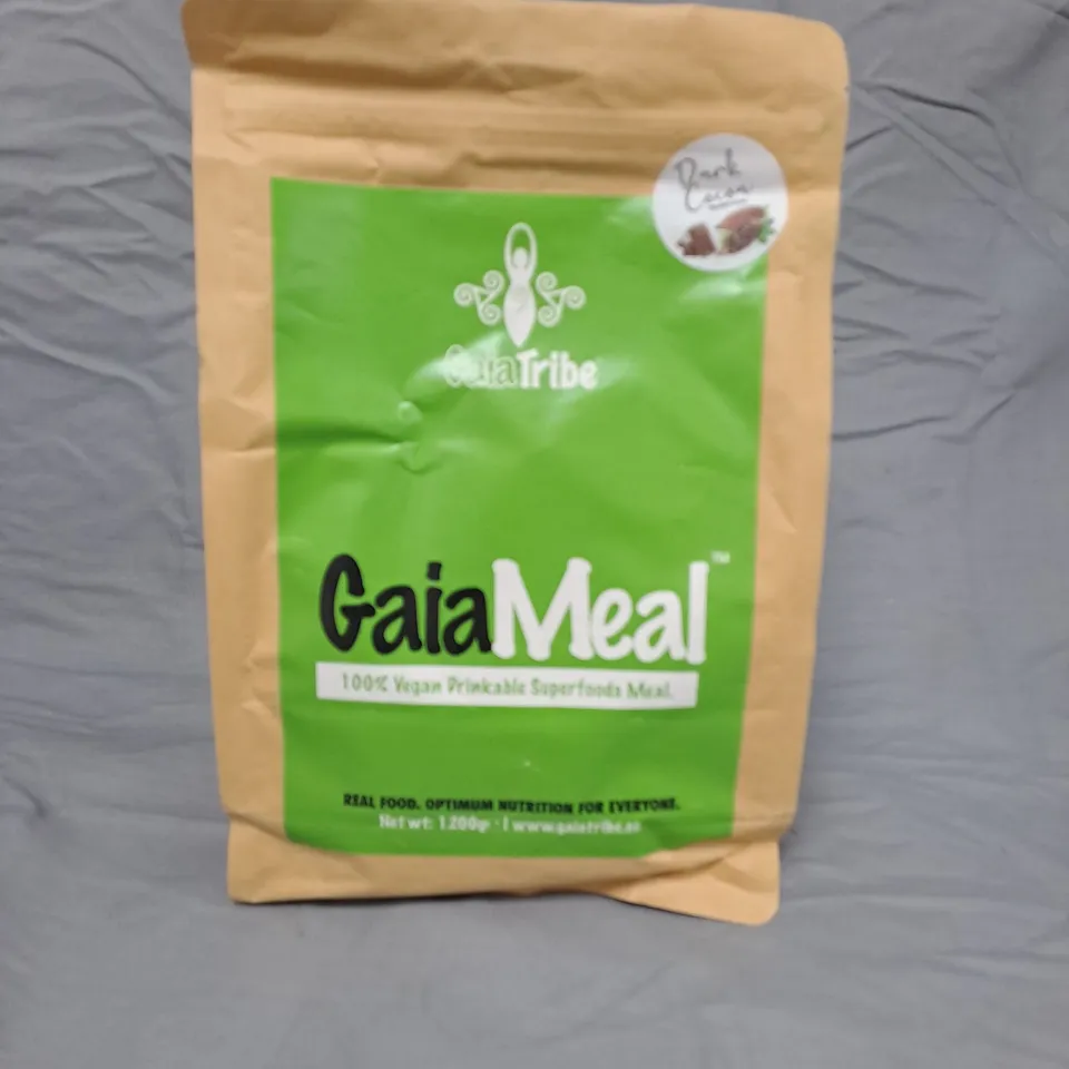 BOX OF APPROXIMATELY 10 GAIA MEAL 100% VEGAN DRINKABLE SUPERFOODS MEAL - DARK COCOA - 1200G