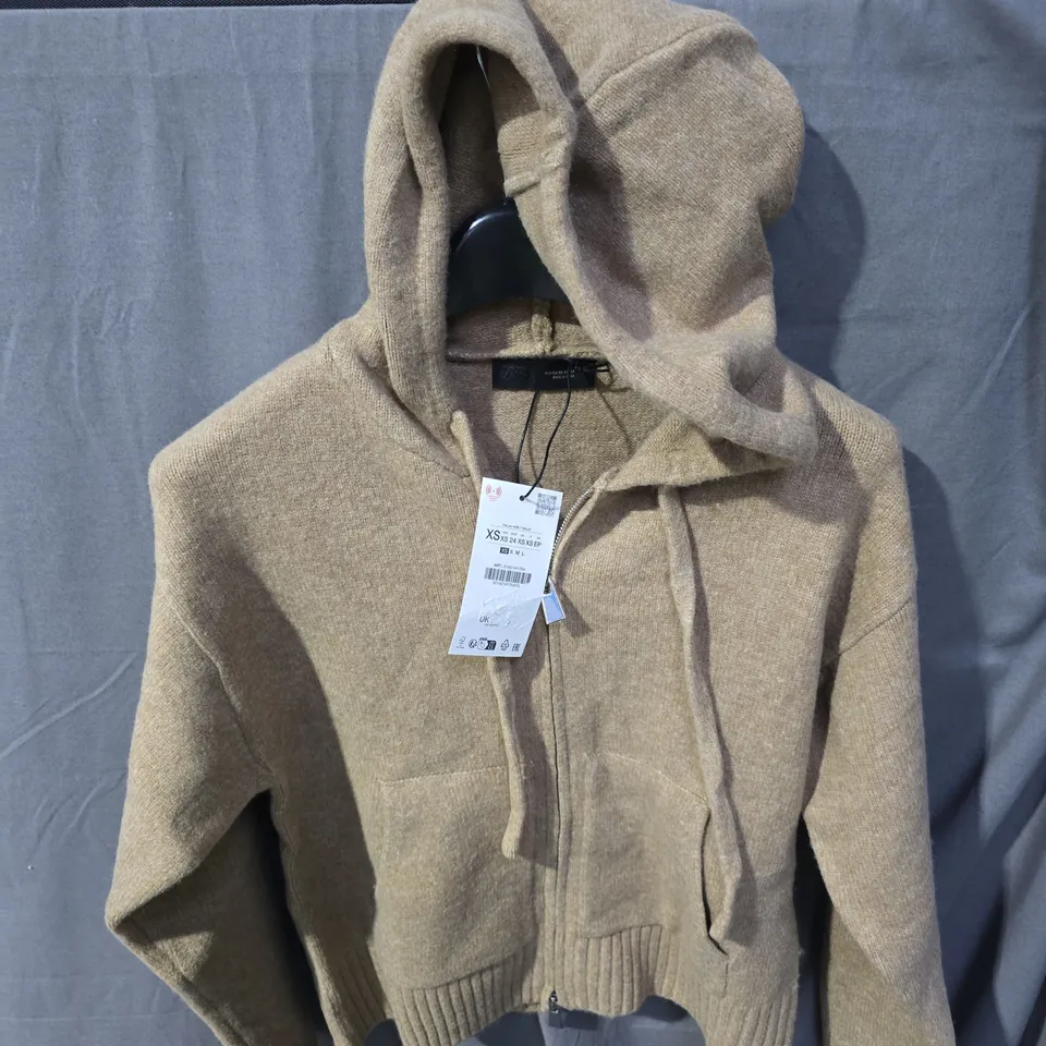 ZARA WOMEN’S KNIT ZIP HOODIE – XS (UK 6) 