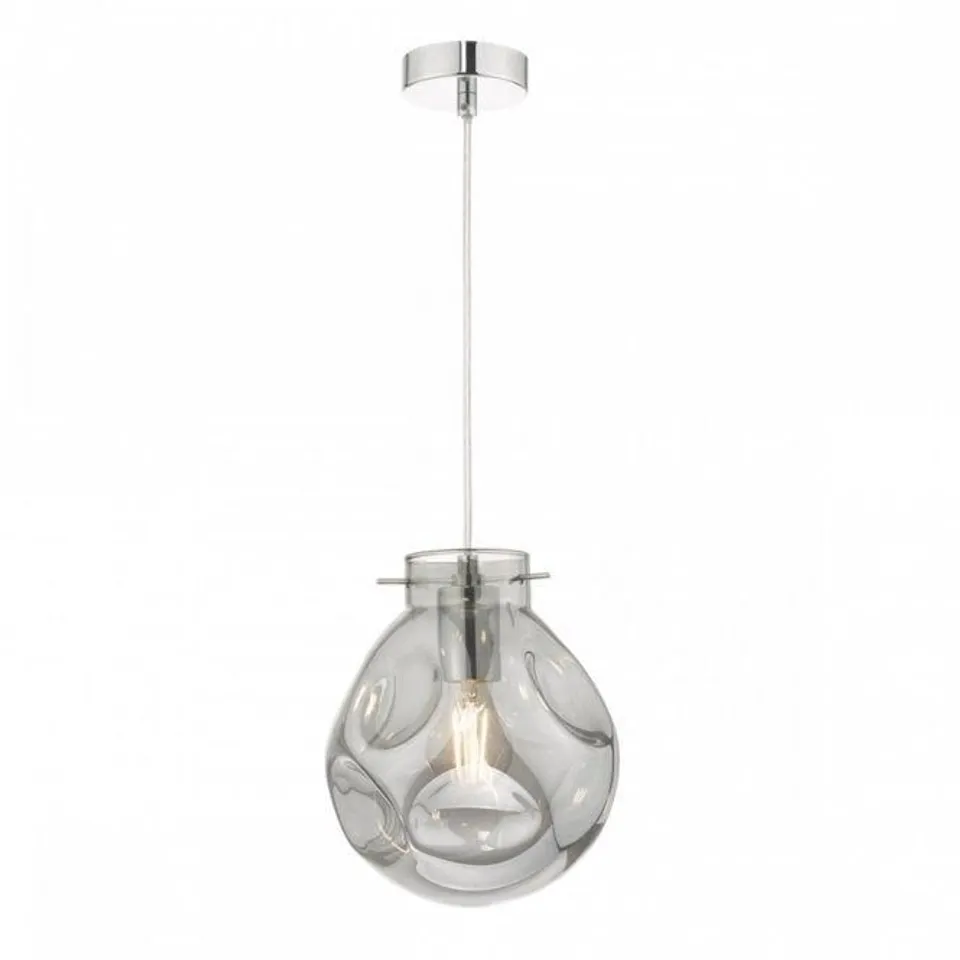 BOXED QUINN CHROME WIRE GLOBE LIGHT CELLING SHADE PENDANT LAMP