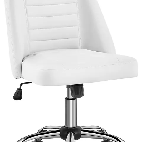 Boxed Yaheetech Mid Back Desk Chair Faux Leather Office Chair Modern Vanity Chair Armless Swivel Chairs w/Lumbar Support White 