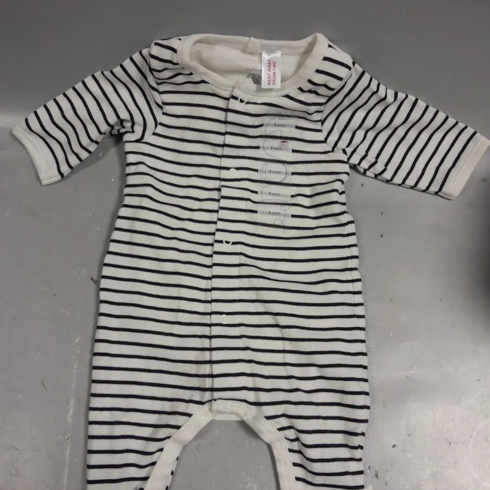 PETIT BATEAU STRIPE BABY GROWN - 1 MTH
