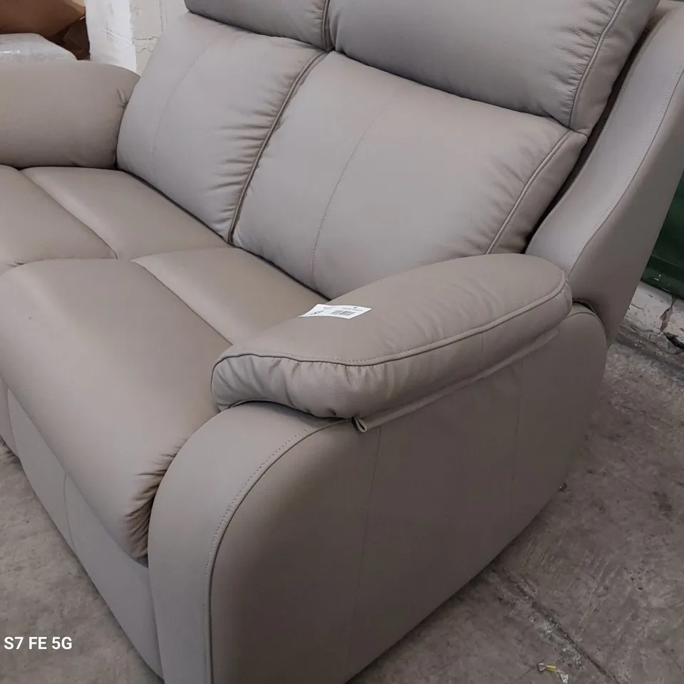 QUALITY BRITISH DESIGNER G PLAN KINGSBURY TWO SEATER SOFA OXFORD MUSHROOM LEATHER 