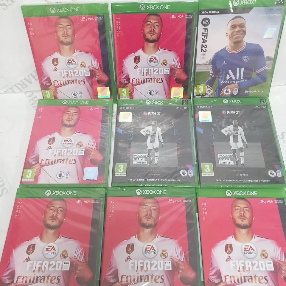 APPROXIMATELY NINE ASSORTED FIFA GAMES FOR X BOX/X BOX ONE