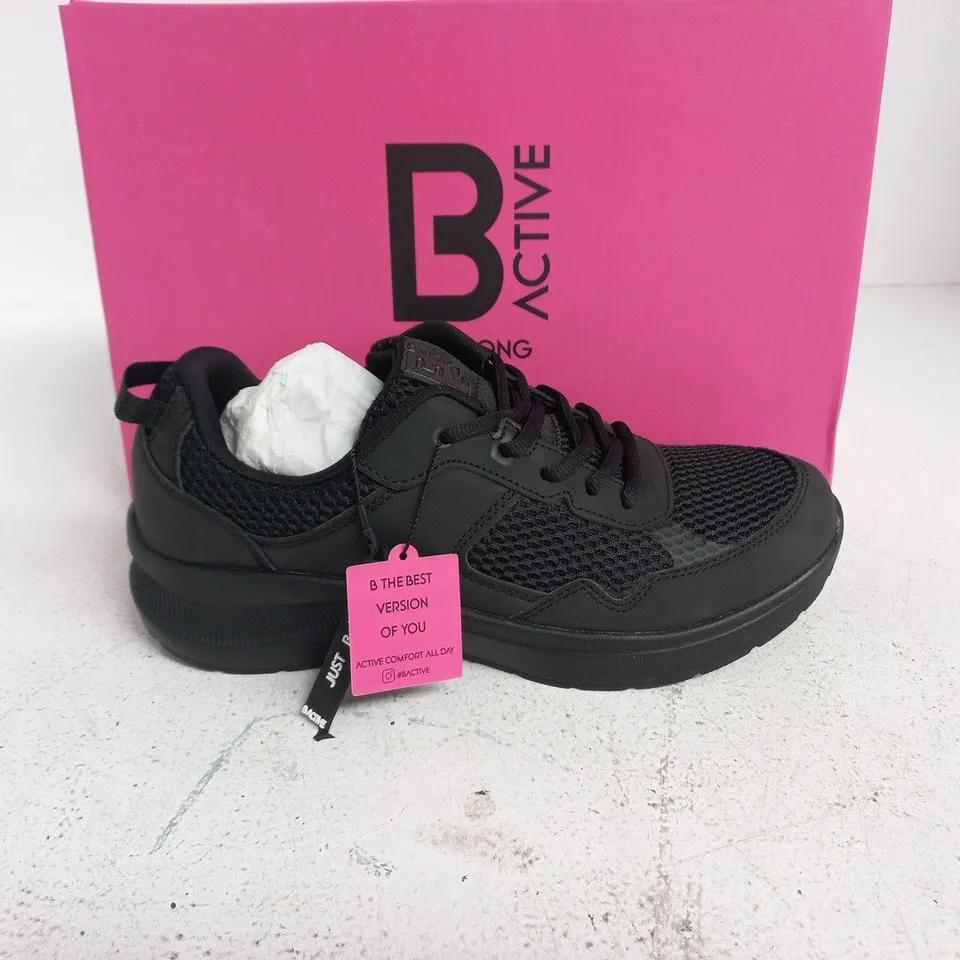 BOXED B ACTIVE LADIES OWN LABEL TRAINERS – BLACK, UK 9