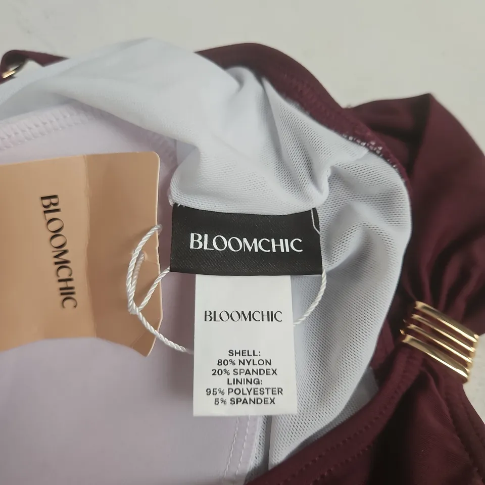 BLOOMCHIC BURGUNDY WOMEN’S PLAYSUIT, UK 22-24 (US 18-20) – SLEEVELESS WITH WAIST BELT