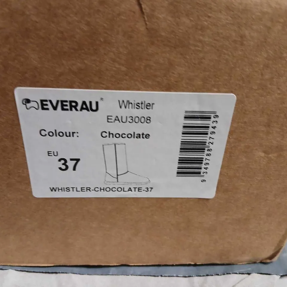 EVERAU WHISTLER CHOCOLATE BROWN SUEDE BOOTS, UK 4 (EU 37) MID-CALF WITH SHEARLING LINING