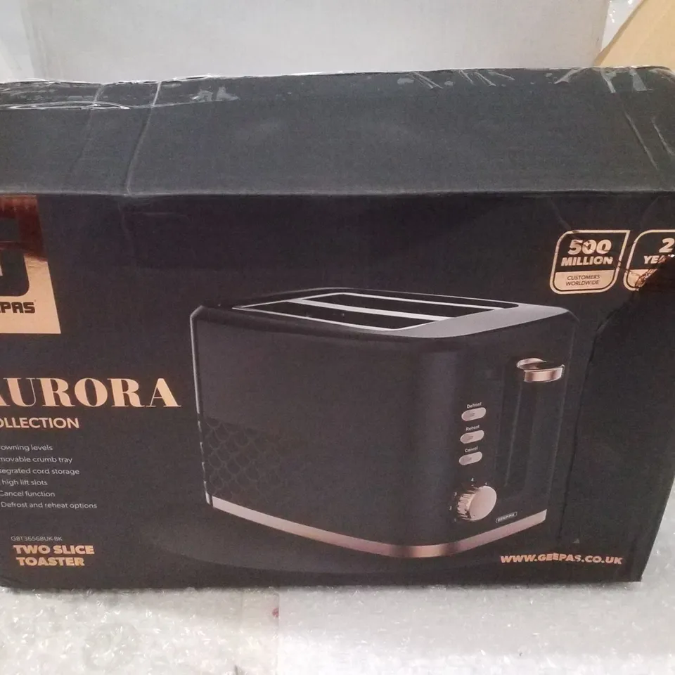 BOXED GEEPAS AURORA 2 SLICE TOASTER