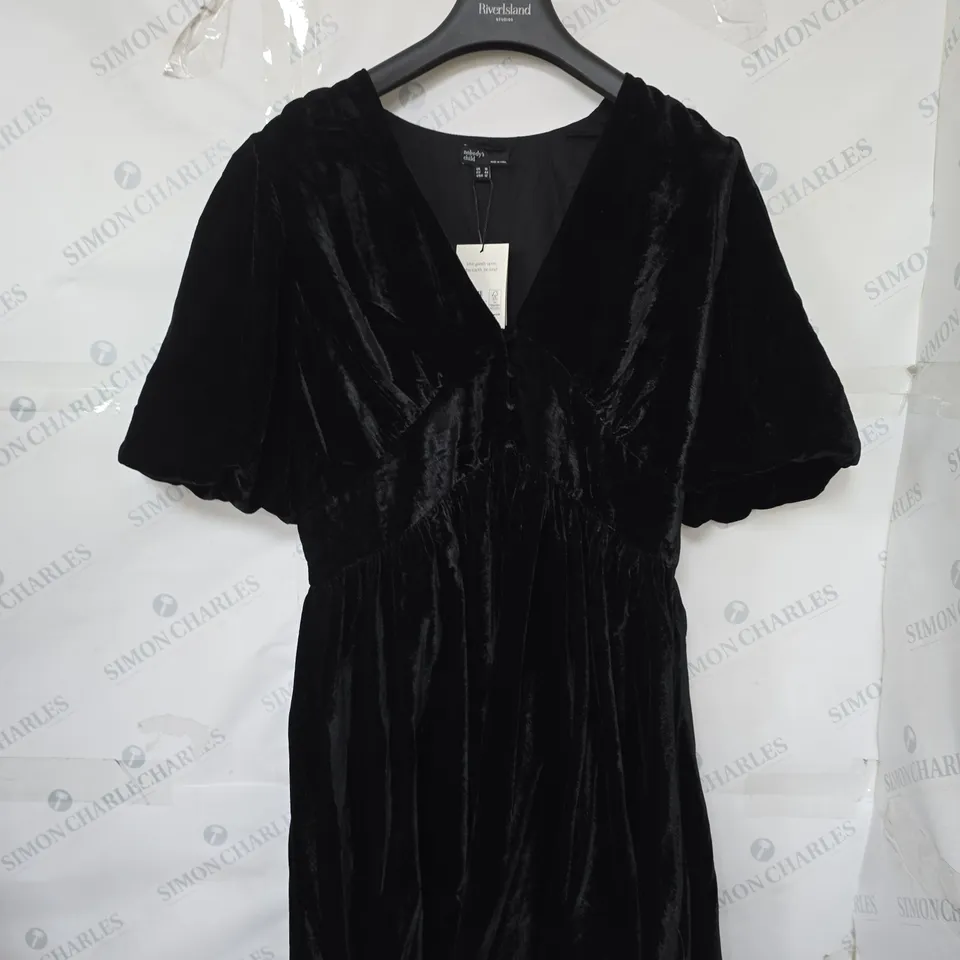 NOBODYS CHILD STARLIGHT VELVET BUBBLE HEM MINI DRESS - BLACK SIZE 16