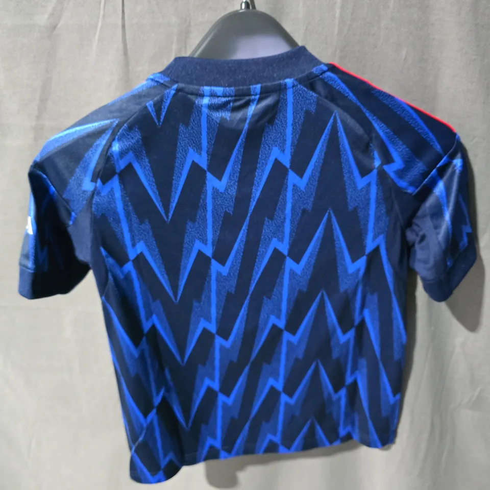 ARSENAL FC ADIDAS FOOTBALL JERSEY – BLUE ZIGZAG AWAY KIT WITH EMIRATES FLY BETTER SPONSOR