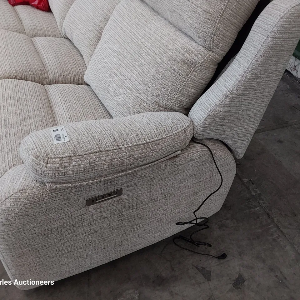 QUALITY BRITISH DESIGNER G PLAN KINGSBURY POWER RECLINING THREE SEATER SOFA VICTORIA JUTE FABRIC 