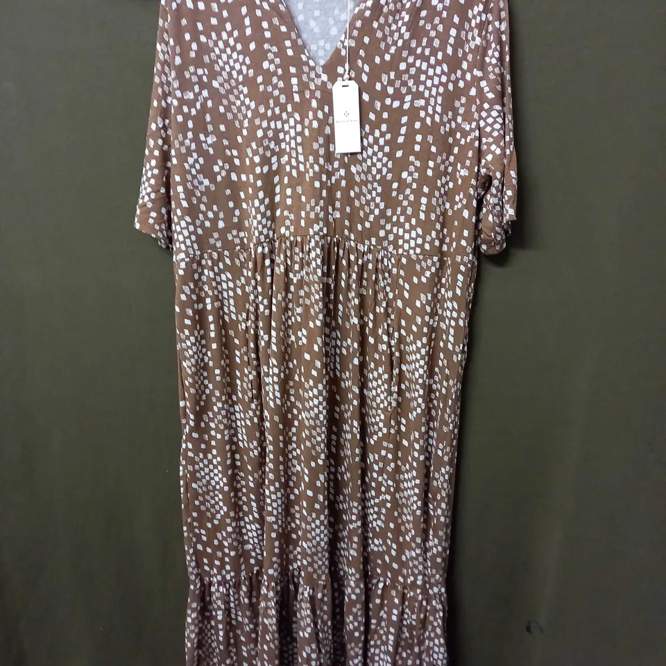 MAISON DE NIMES MAXI DRESS POKEDOT TAN - XL
