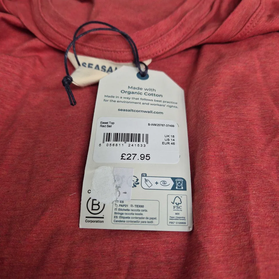 SEA SALT CORNWALL EASEL TOP – RED SAIL, UK 18 (EU 46), ORGANIC COTTON