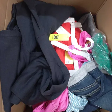 APPROXIMATELY 25 ASSORTED CLOTHING PRODUCTS IN VARIOUS STYLES & SIZES TO INCLUDE TOPS, JUMPERS, PANTS ETC