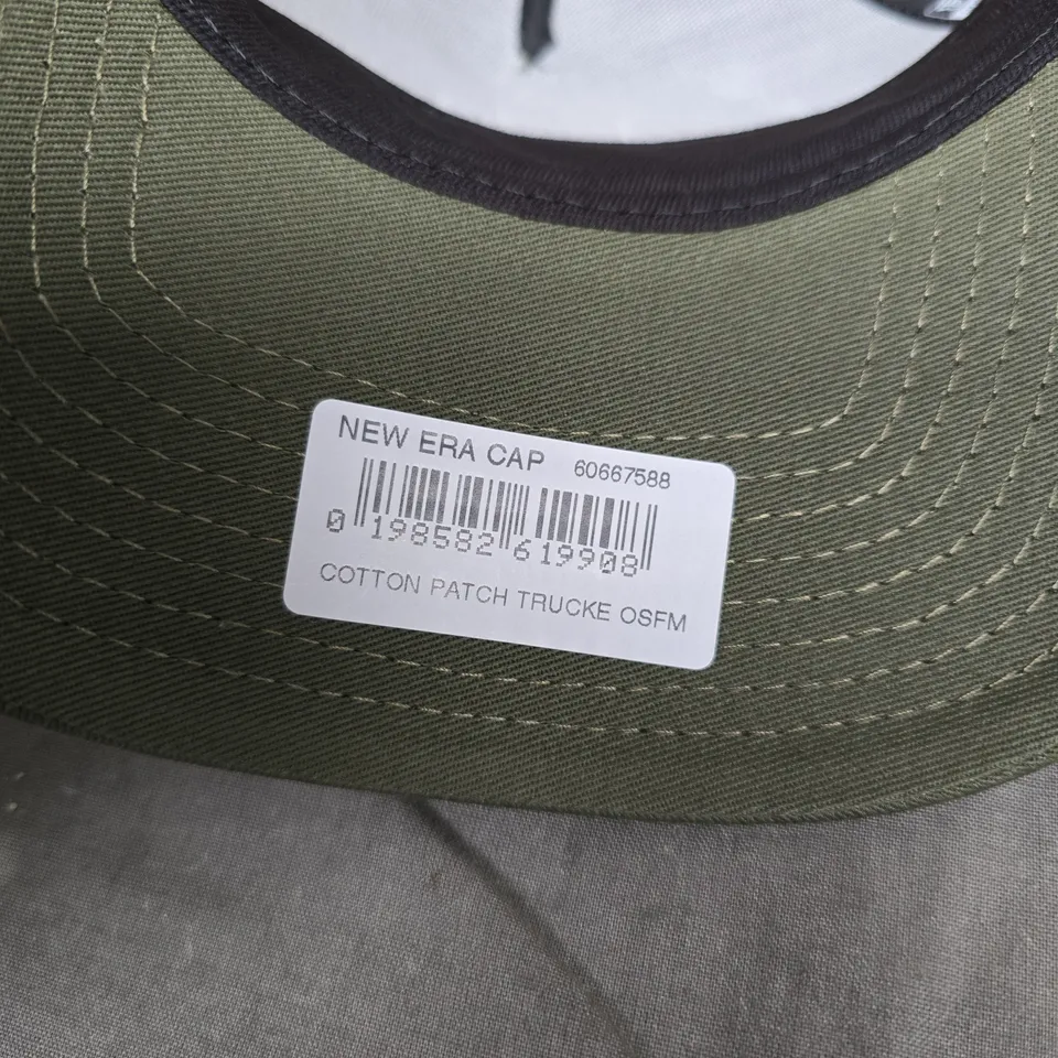 NEW ERA CAP COMPANY TRUCKER HAT – OLIVE GREEN FRONT, MUSTARD MESH – OSFM