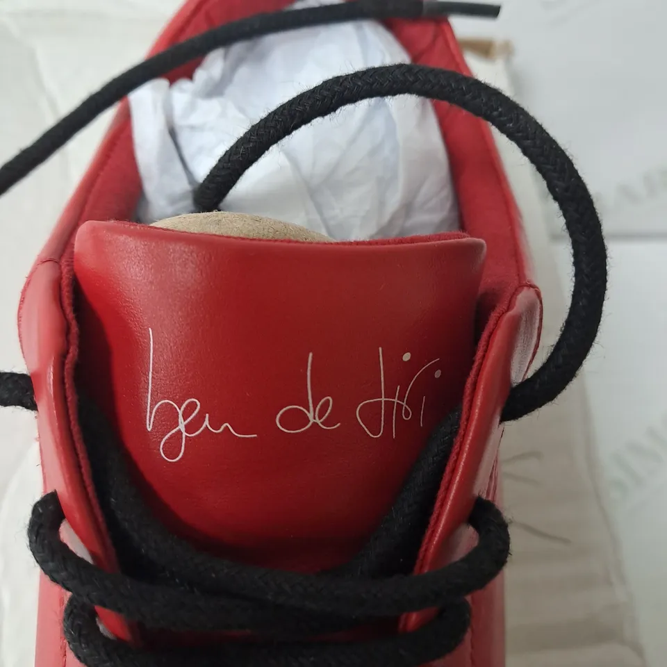 BOXED RED LEATHER TRAINERS SIZE 6