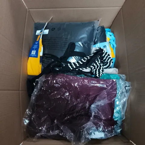 LARGE BOX OF APPROXIMATELY 25 ASSORTED CLOTHING ITEMS IN VARIOUS COLOURS, STYLES AND SIZES - COLLECTION ONLY