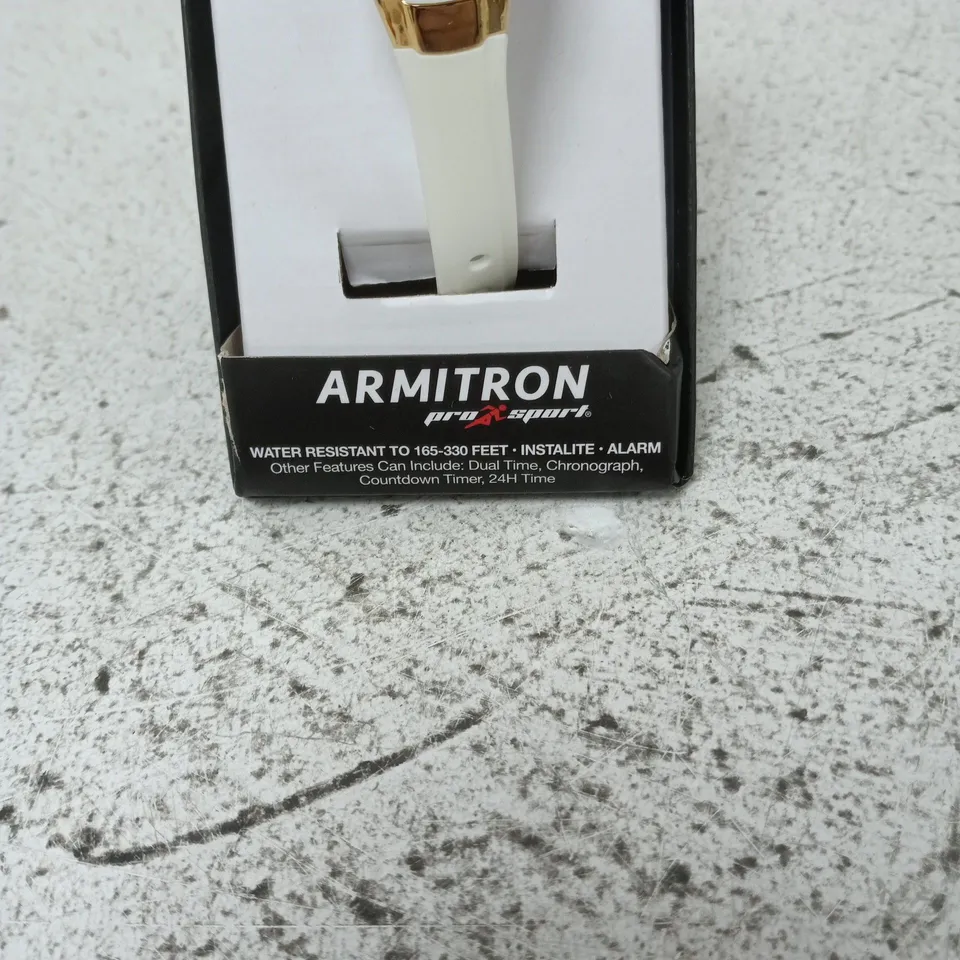 ARMITRON PRO SPORT WATCH – WHITE WITH GOLD BEZEL, BOXED