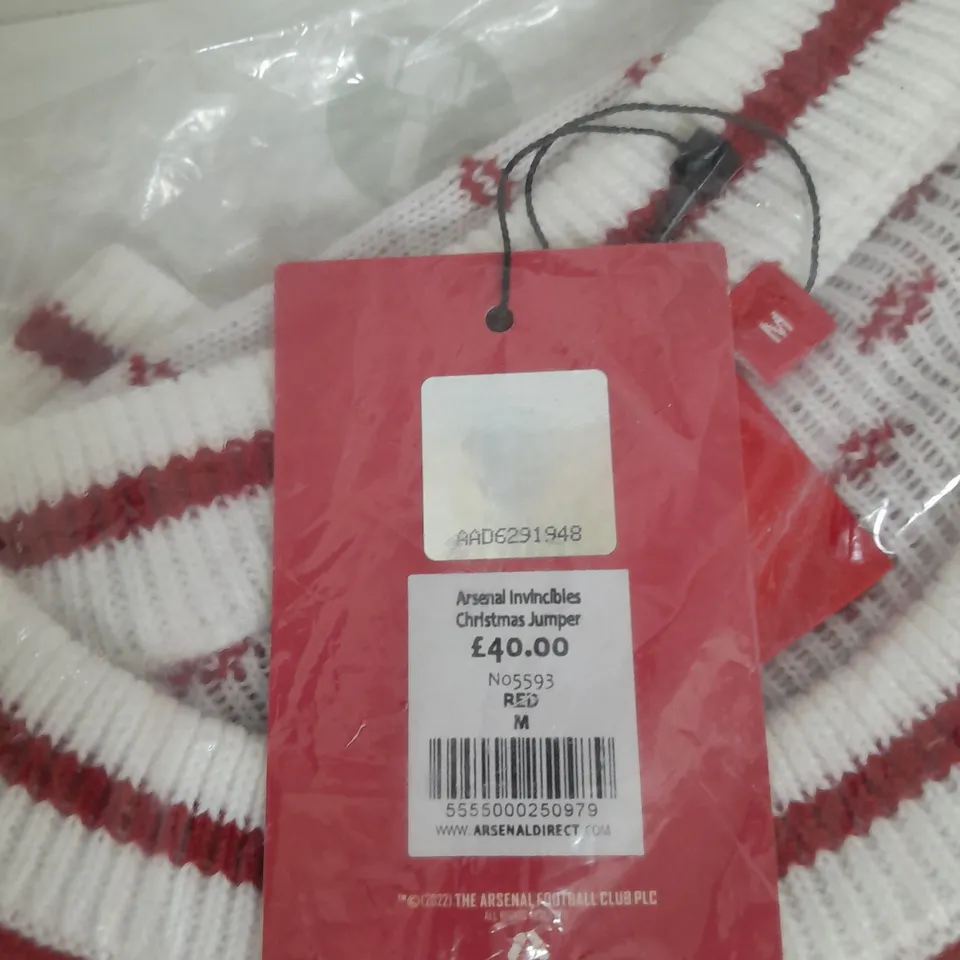 ARSENAL INVINCIBLES CHRISTMAS JUMPER IN RED SIZE M