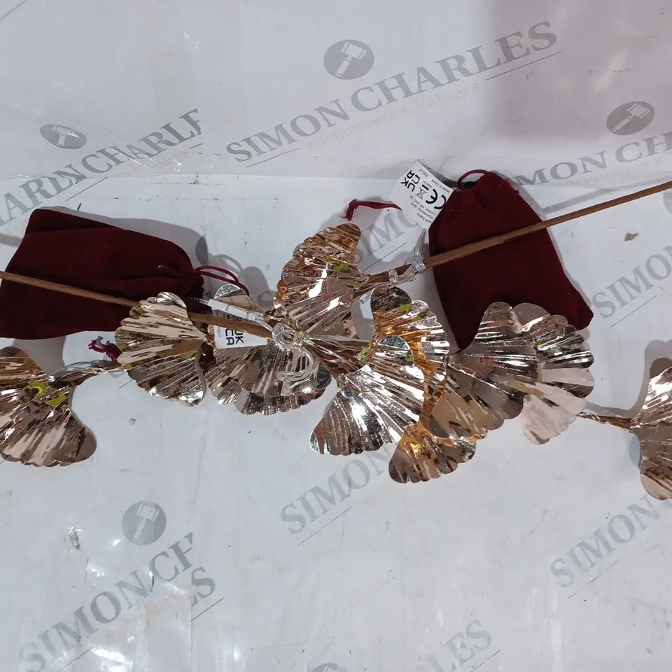 ALISON CORK SET OF 2 GINKO LEAF PRELIT STEMS - GOLD