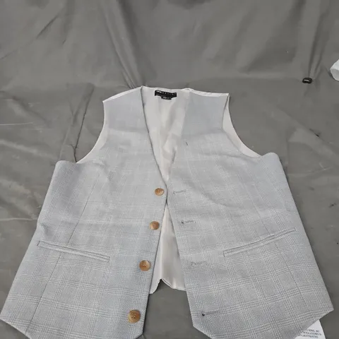 ASOS DESIGN LIGHT GREY CHECK WAISTCOAT VEST, UK 36