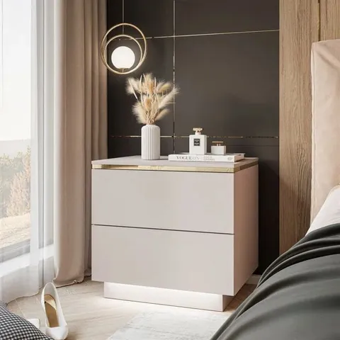 BOXED 50CM W MANUFACTERED WOOD BEDSIDE TABLE