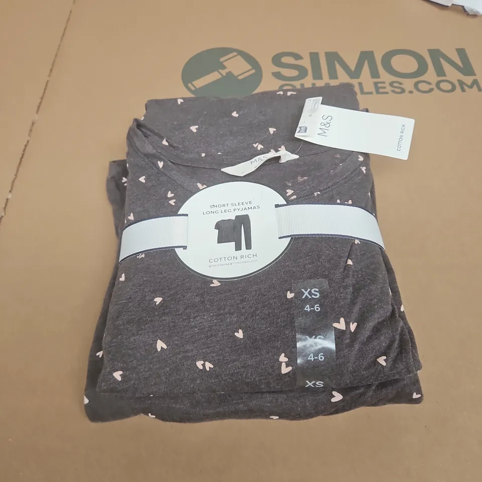M&S COTTON RICH SHORT SLEEVE LONG LEG PYJAMAS – XS (UK 4-6) 