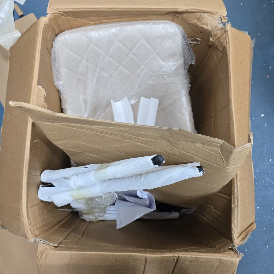 2X FLATPACK CREAM CHAIRS WITH BOLTS AND LEGS