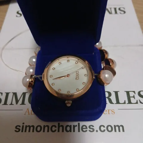 DIAMONIQUE 0.07CT TW SIMULATED PEARL STRAP WATCH