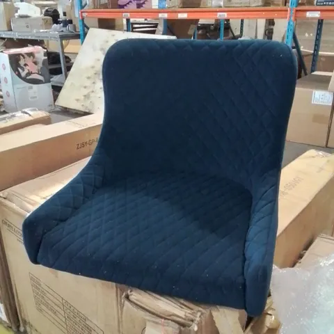BOXED DUNDAS SET OF TWO BLUE VELVET DINING CHAIRS