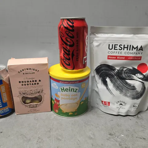 APPROXIMATELY 12 ASSORTED FOOD & DRINK ITEMS TO INCLUDE - COCA COLA ZERO SUGAR , UESHIMA COFFEE COMPANY , IRN BRU ETC