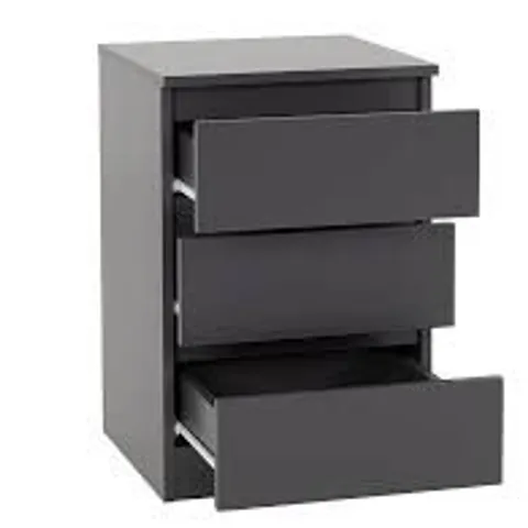 BOXED SECONIQUE MALVERN 3 DRAWER BEDSIDE CABINET - GREY (1 BOX)
