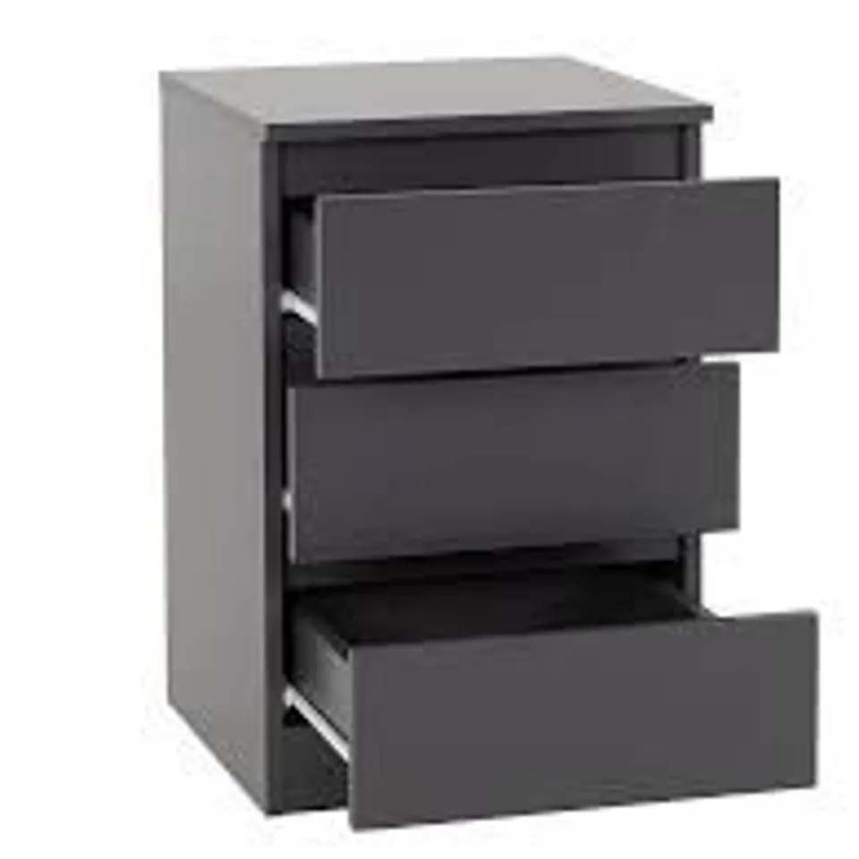 BOXED SECONIQUE MALVERN 3 DRAWER BEDSIDE CABINET - GREY (1 BOX)
