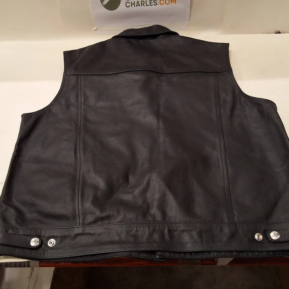 SKINTAN LEATHER VEST – BLACK, UK 3XL