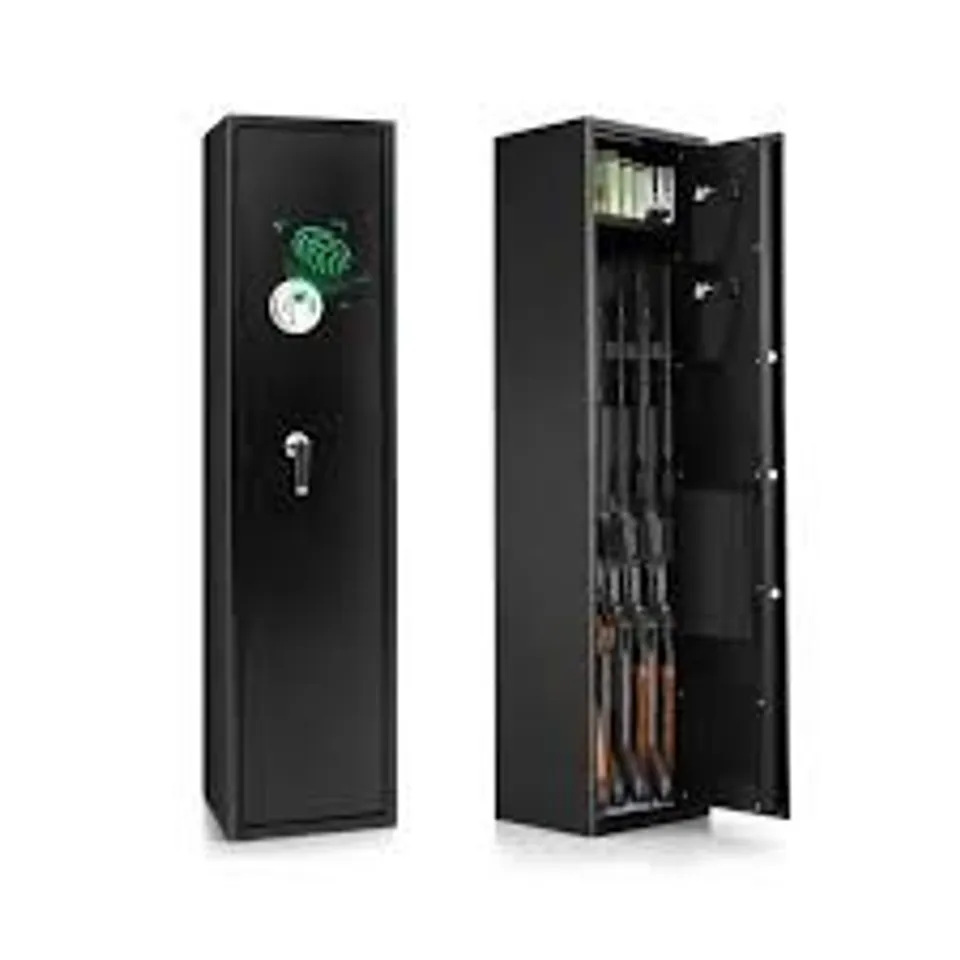 BOXED 5-RIFLE LONG HEAVY DUTY GUN CABINET WITH DIGITAL KEYPAD