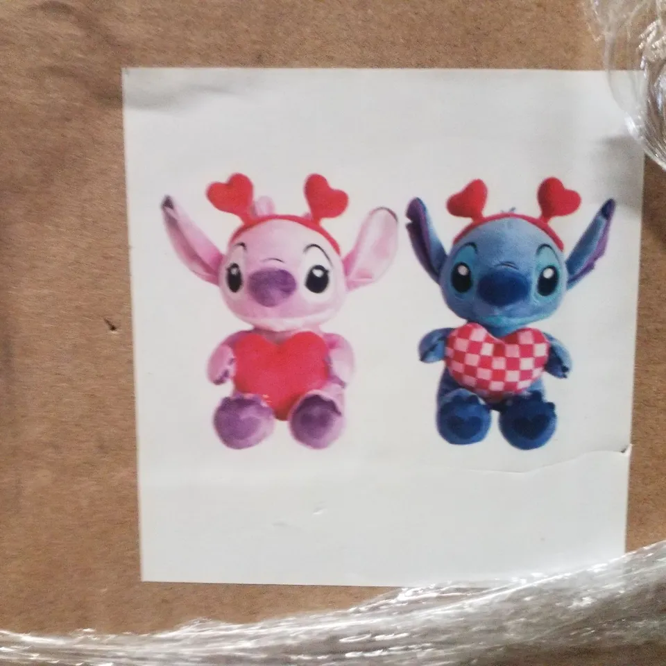 PALLET CONTAINING LARGE QUANTITY OF BRAND NEW ANIMAL & STITCH VALENTINE'S PLUSHES