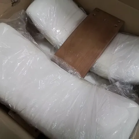 BOXED SET OF 2 WHITE FABRIC UPHOLSTERED SIDE/DINING CHAIRS