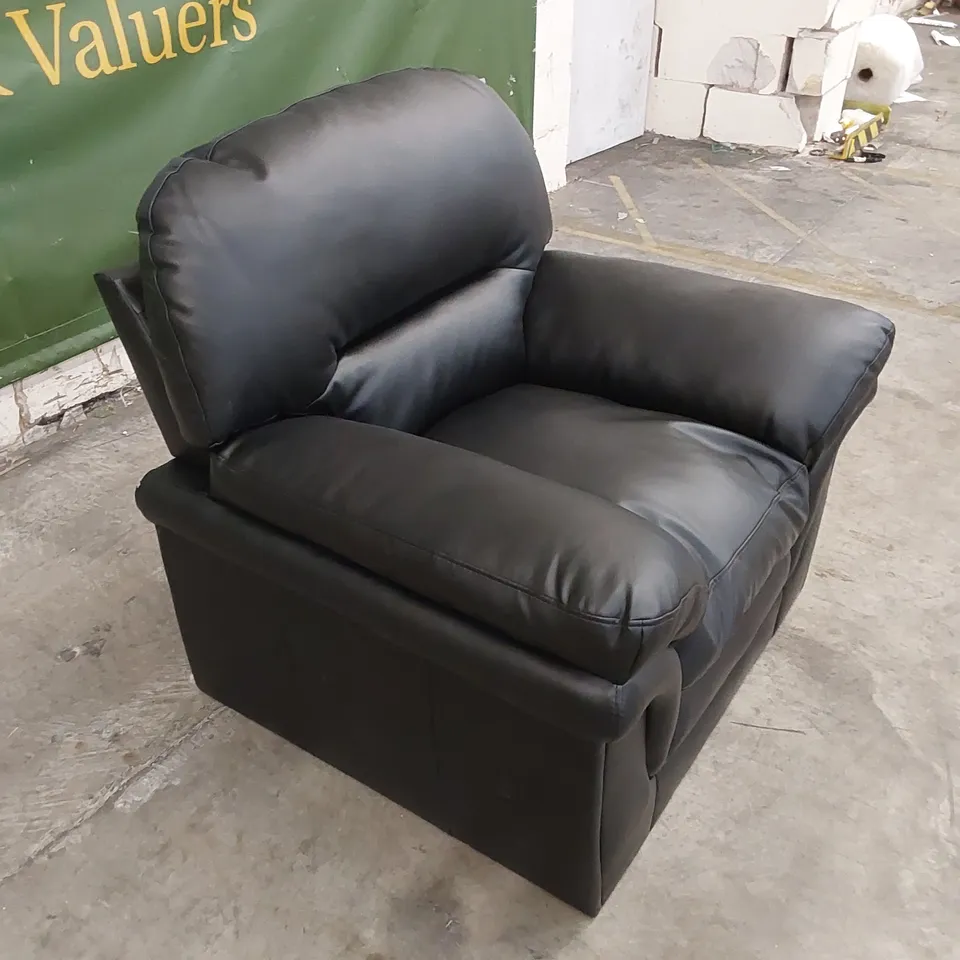 DESIGNER BLACK LEATHER ARMCHAIR 