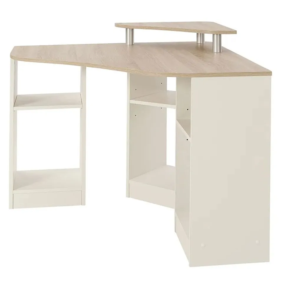 BOXED CORNER DESK - NATURAL OAK/WHITE