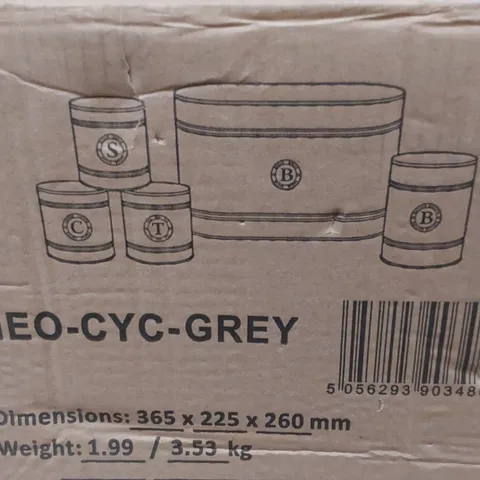 BOXED NEO GREY SCANDI 5 PIECE KITCHEN CANISTER SET (1 BOX)