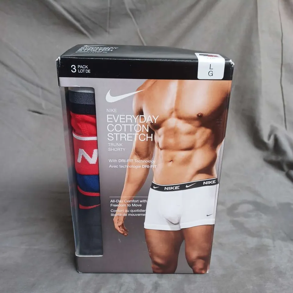 NIKE EVERYDAY COTTON STRETCH TRUNK 3PACK IN MULTI SIZE L