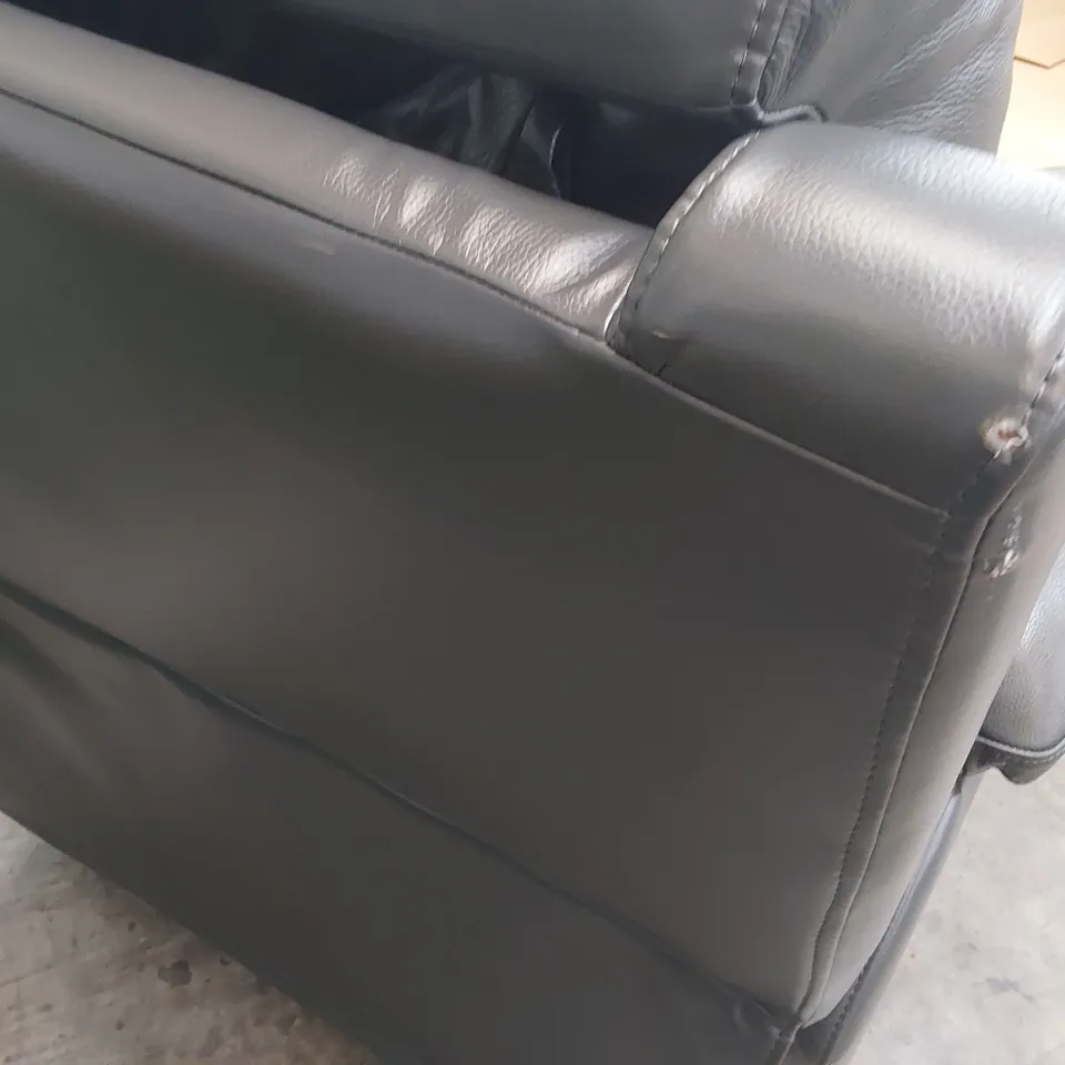 DESIGNER POWER RECLINING EASY CHAIR GREY LEATHER 
